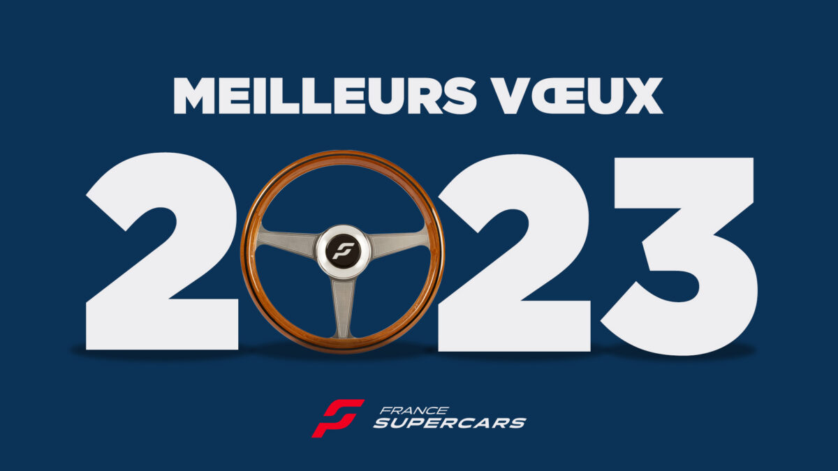 Graphique avec texte Meilleurs vœux 2023 et logo France Supercars